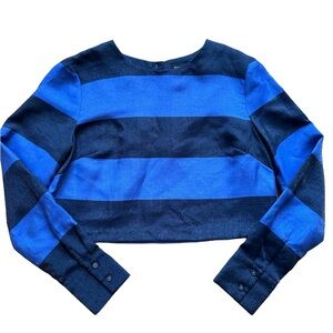 Banana Republic Crop Blue Shimmer Metallic Top Long Sleeves